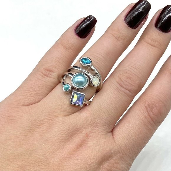 Lia Sophia Jewelry - NEW Lia Sophia Silver Blue Comet Crystal Ring Sz 6